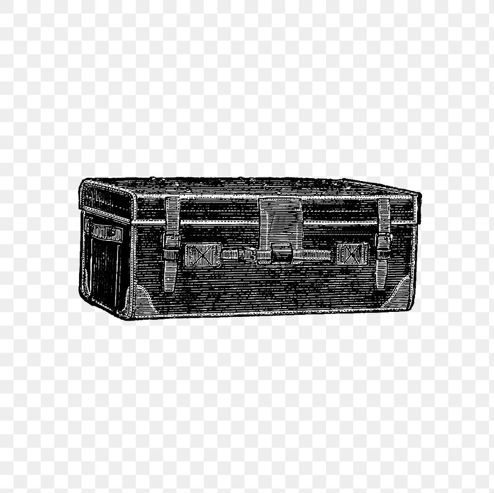 PNG Drawing of a vintage chest box, transparent background