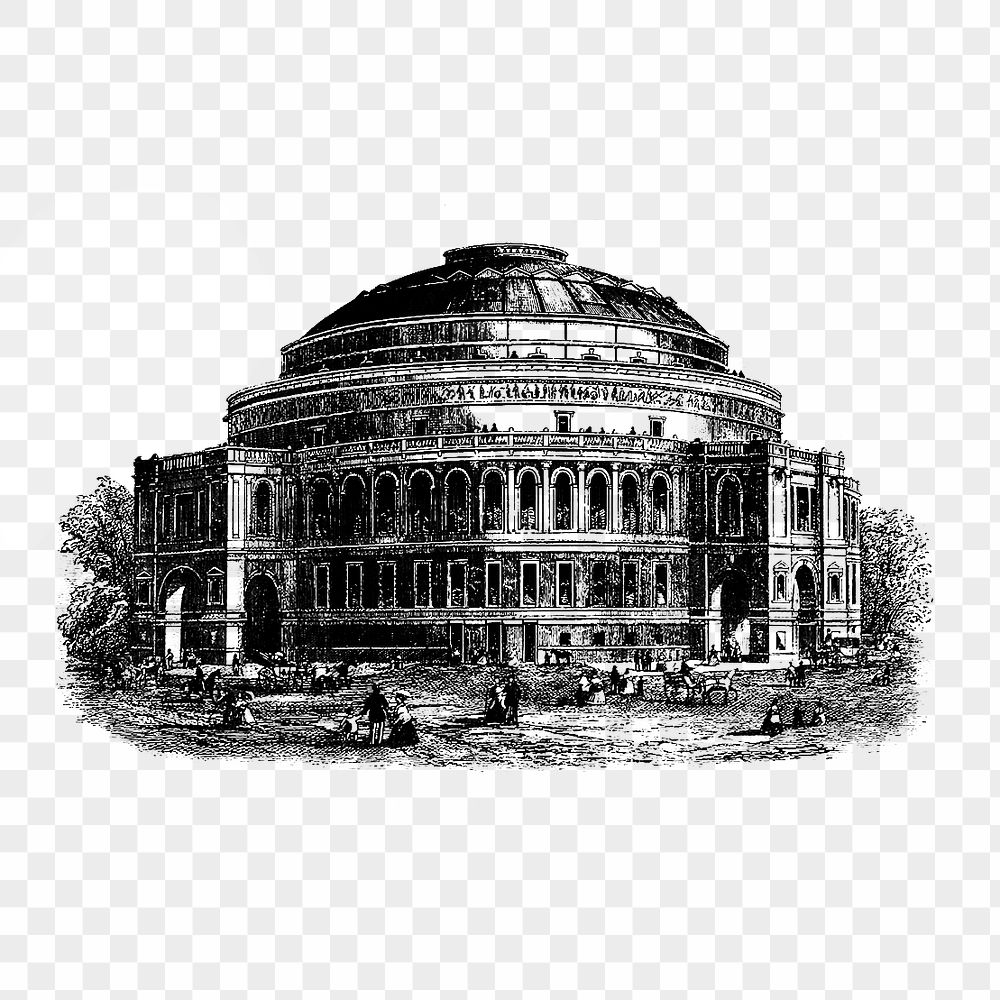 PNG Drawing of a Royal Albert hall, transparent background