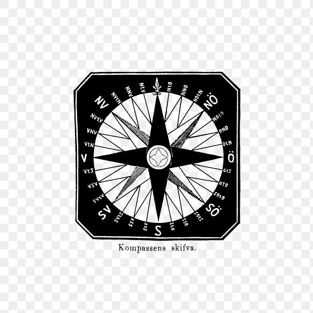 PNG Drawing of a compass, transparent background