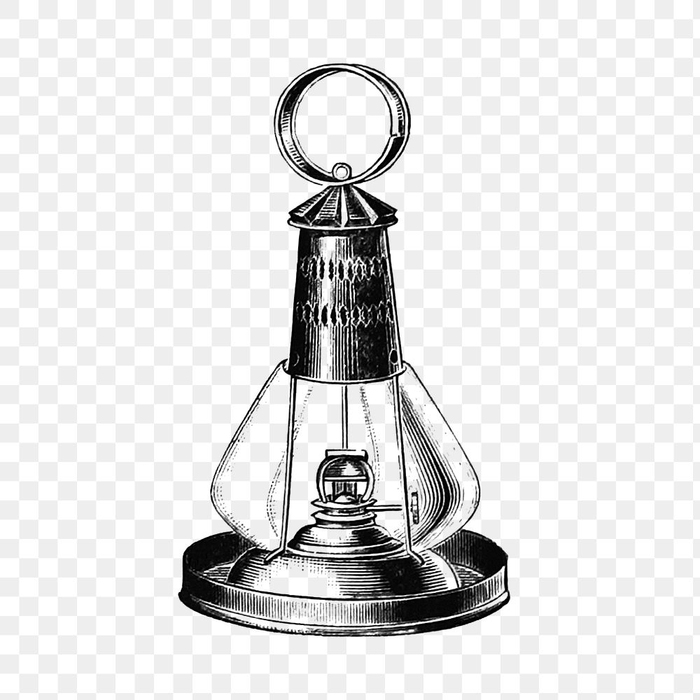 PNG Drawing of an antique lantern, transparent background