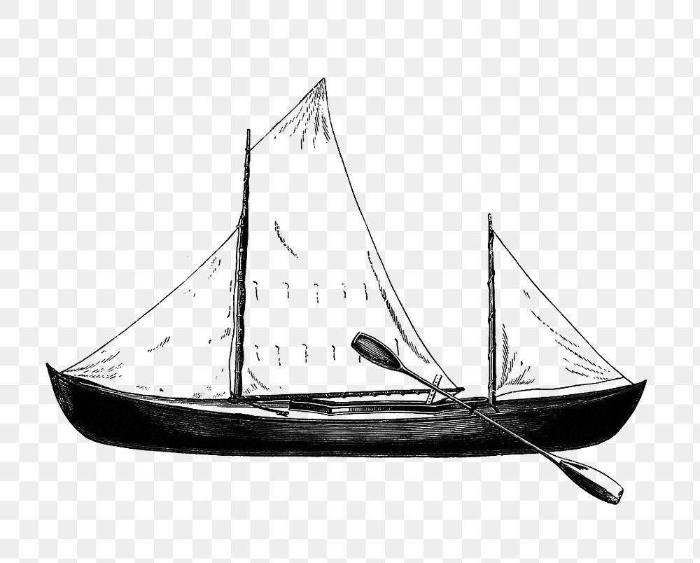 PNG Drawing of a ship, transparent background
