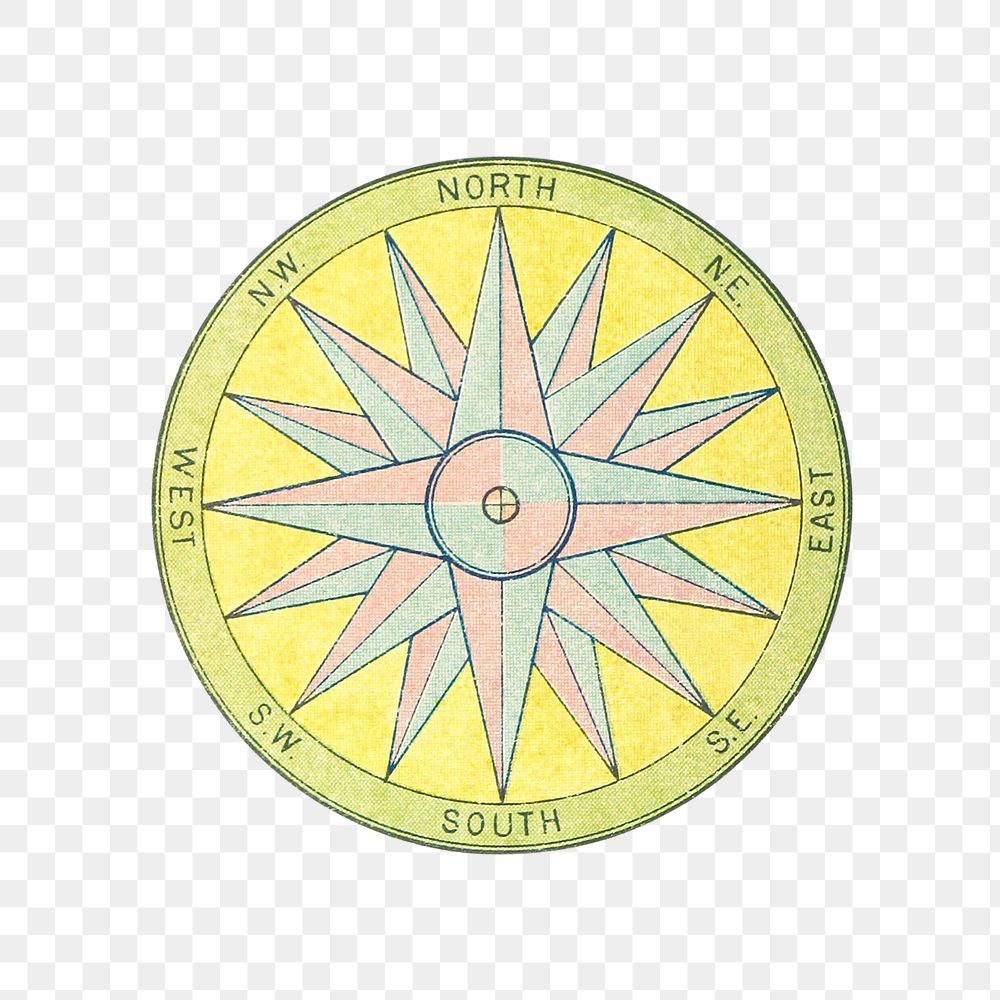 PNG Drawing of a sea compass, transparent background