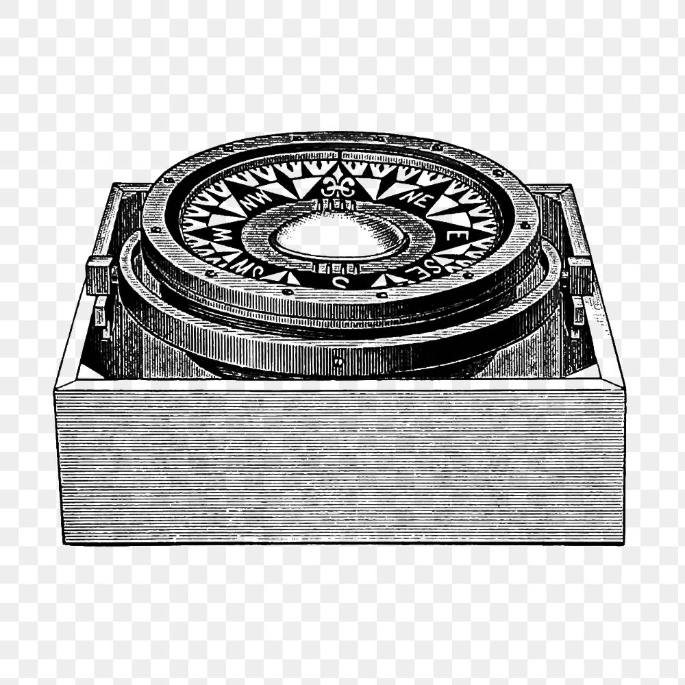 PNG Drawing of a marine's compass, transparent background