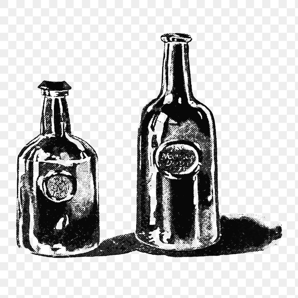 PNG Drawing of alcohol bottles, transparent background