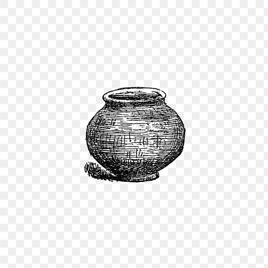 PNG Drawing of an antique pottery jar, transparent background
