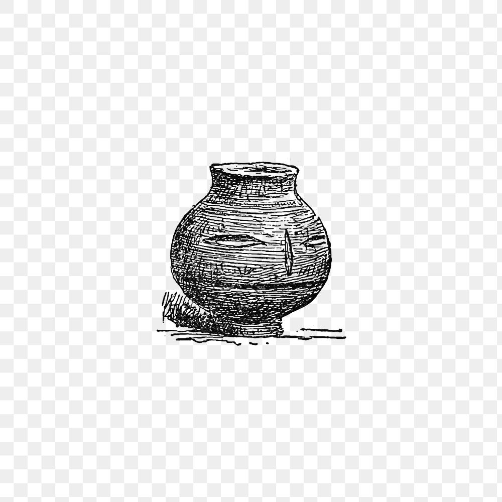 PNG Drawing of an antique pottery jar, transparent background