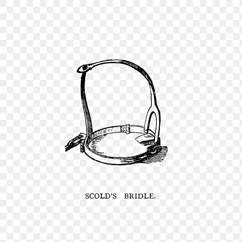 PNG Drawing of a Scold's bridle, transparent background
