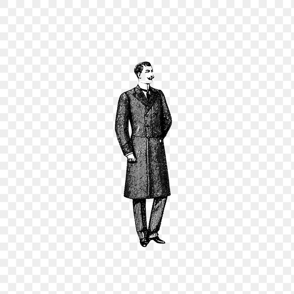 PNG Drawing of a gentleman, transparent background