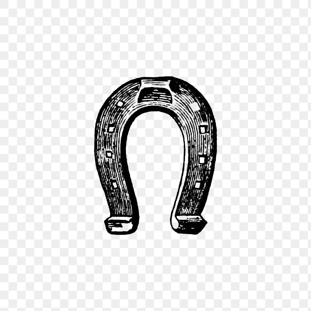 PNG Vintage Victorian style horseshoe engraving, transparent background