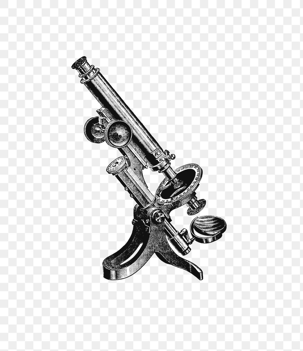 PNG Vintage Victorian style microscope engraving, transparent background
