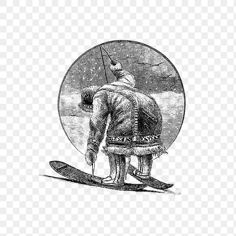 PNG Winter man skiing illustration, transparent background