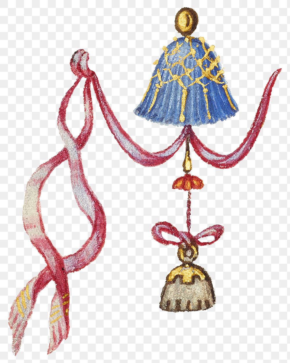 Heraldic tassel and ribbon old medieval ornament png