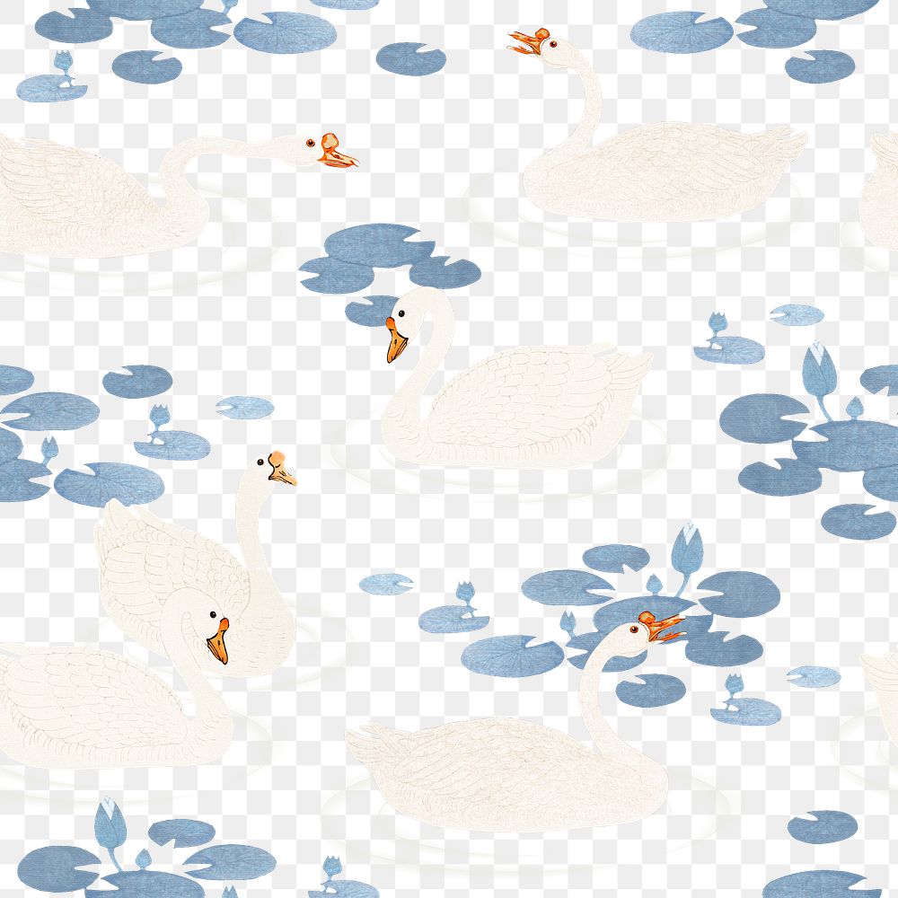 White geese seamless patterned background illustration