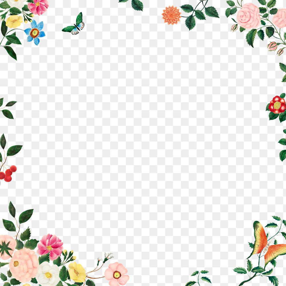 Vintage floral frame illustration transparent | Premium PNG - rawpixel