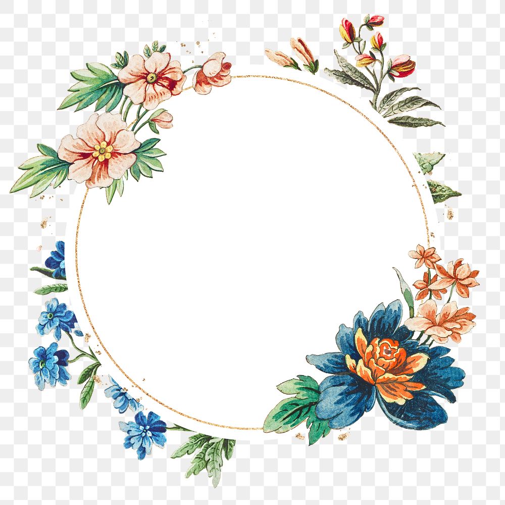 Vintage floral round frame design element