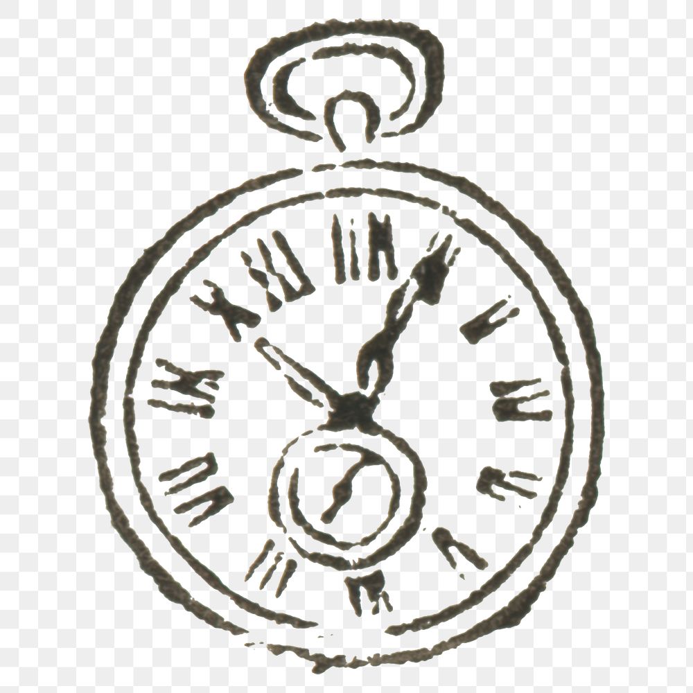 PNG old pocket clock hand drawn illustration