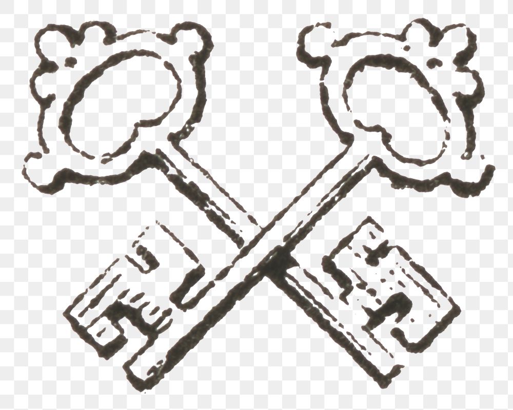 PNG old keys hand drawn illustration