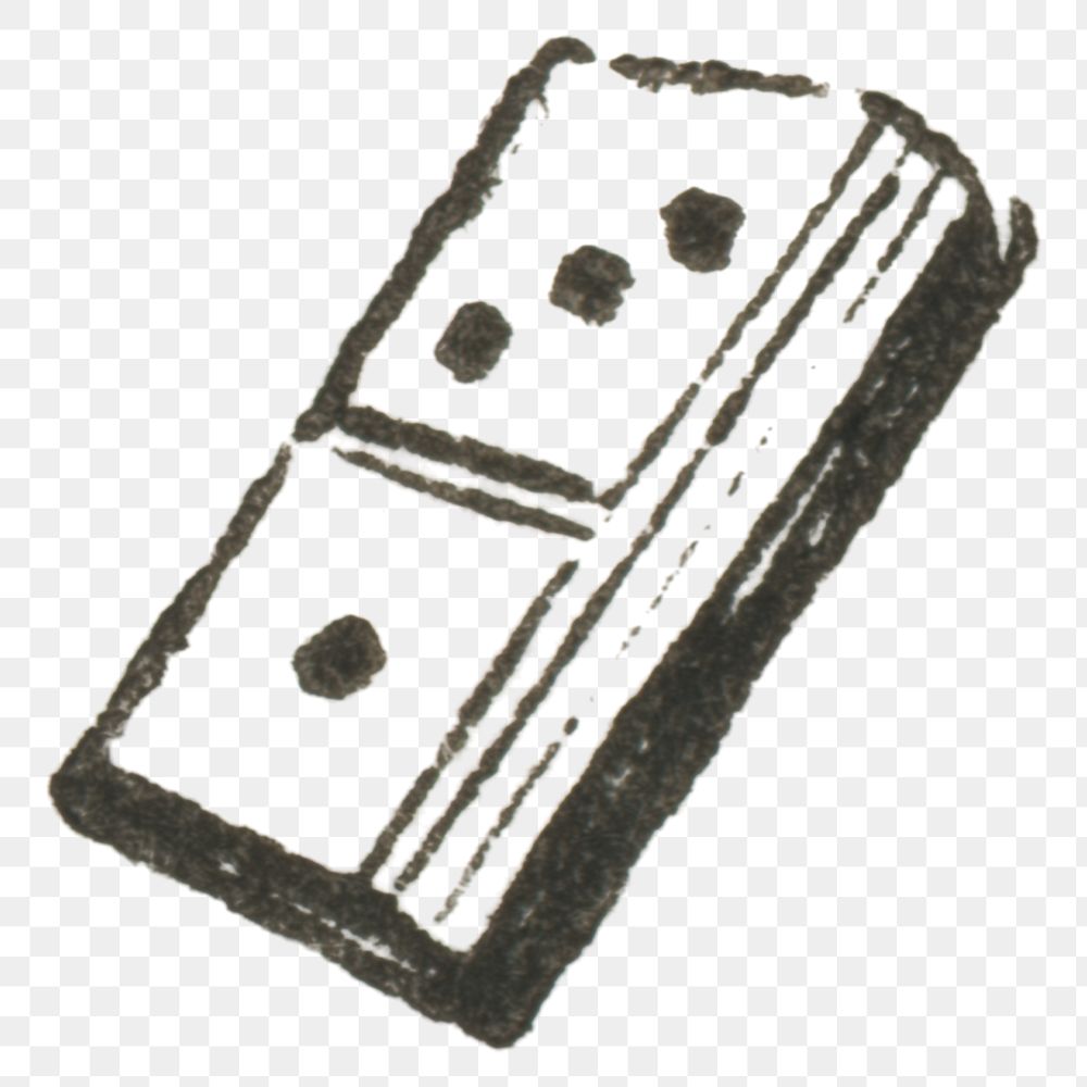 Vintage png domino engraving hand drawn illustration