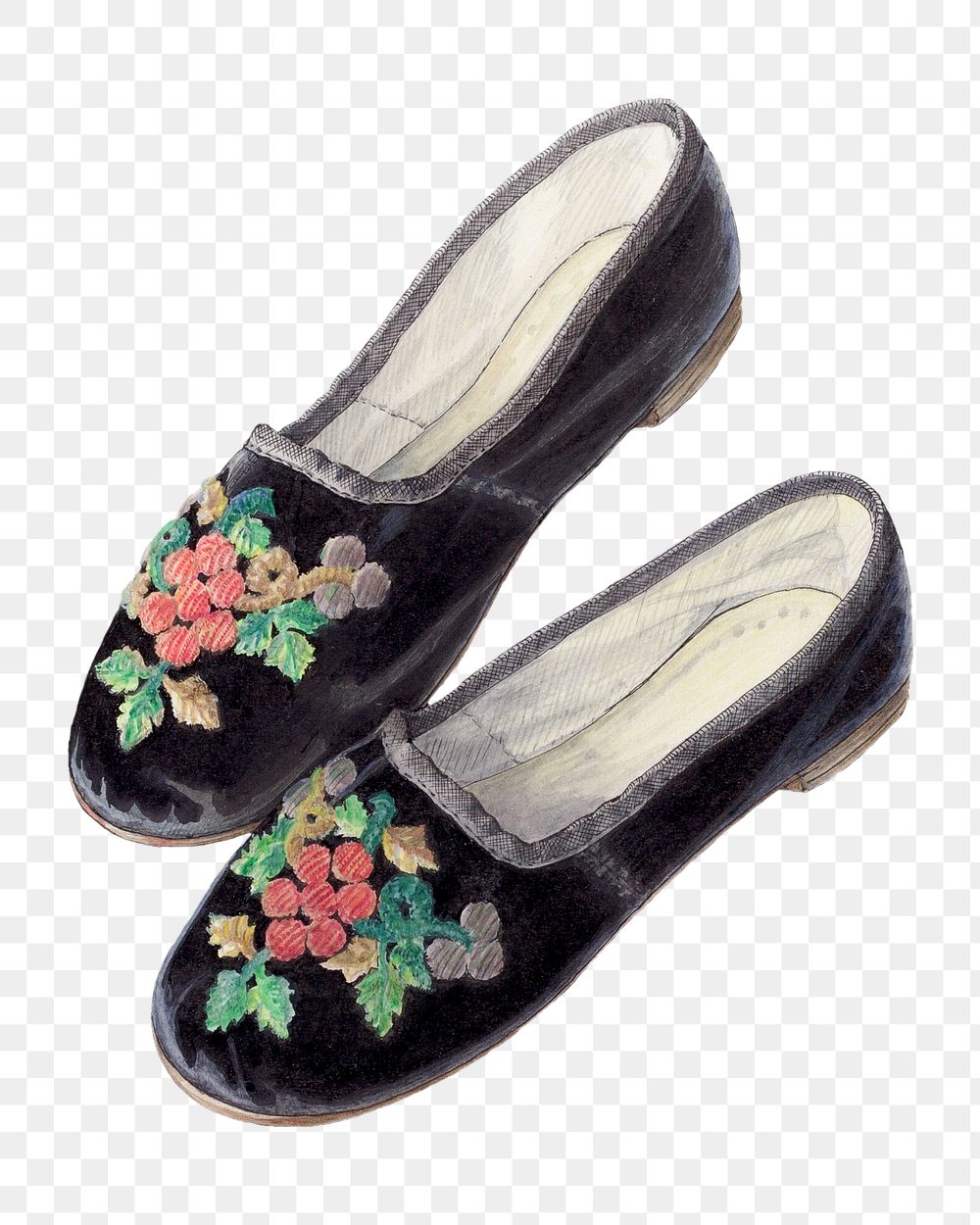 Baby shoes png vintage illustration, remixed from the artwork by Edith Towner.