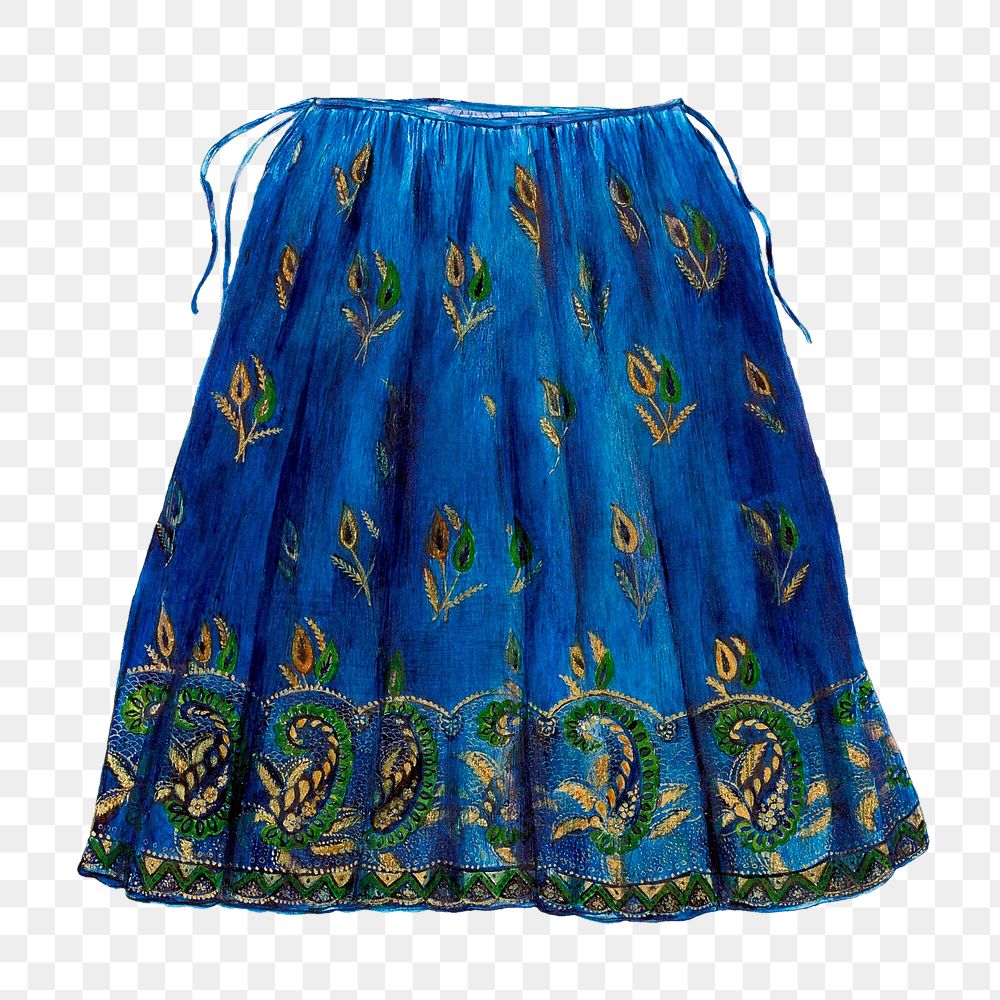 Blue vintage skirt png, remix from artwork by Ann Gene Buckley