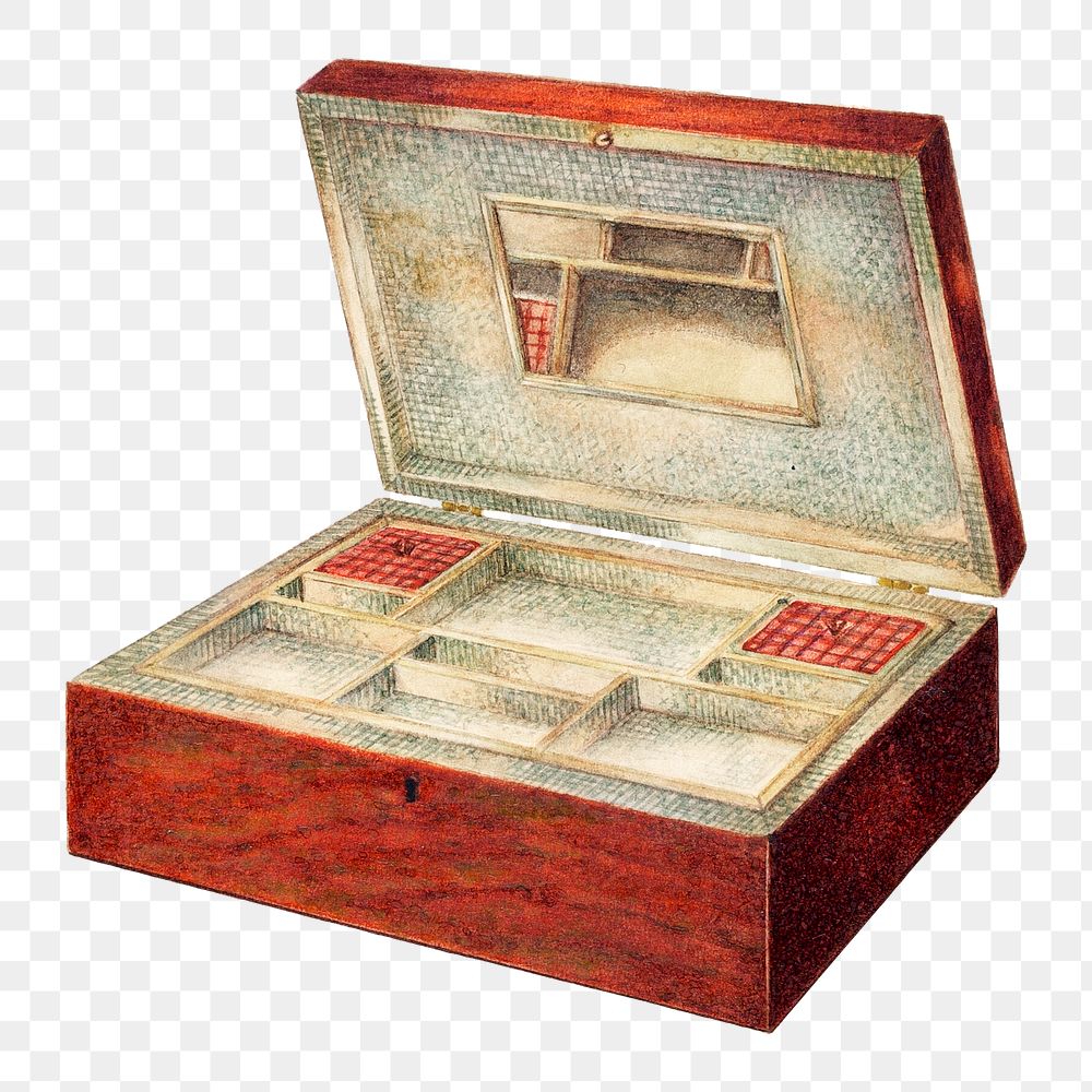Vintage sewing box png illustration, remixed from the artwork by George V. Vezolles