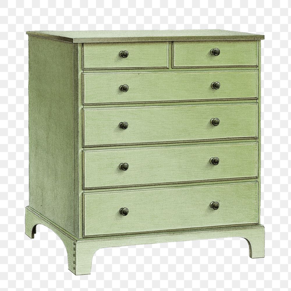 Vintage green drawer png illustration, remixed from the artwork by Winslow Rich