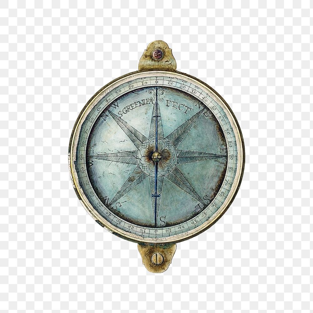 Surveyor's compass png illustration, remixed from the artwork by Archie Thompson