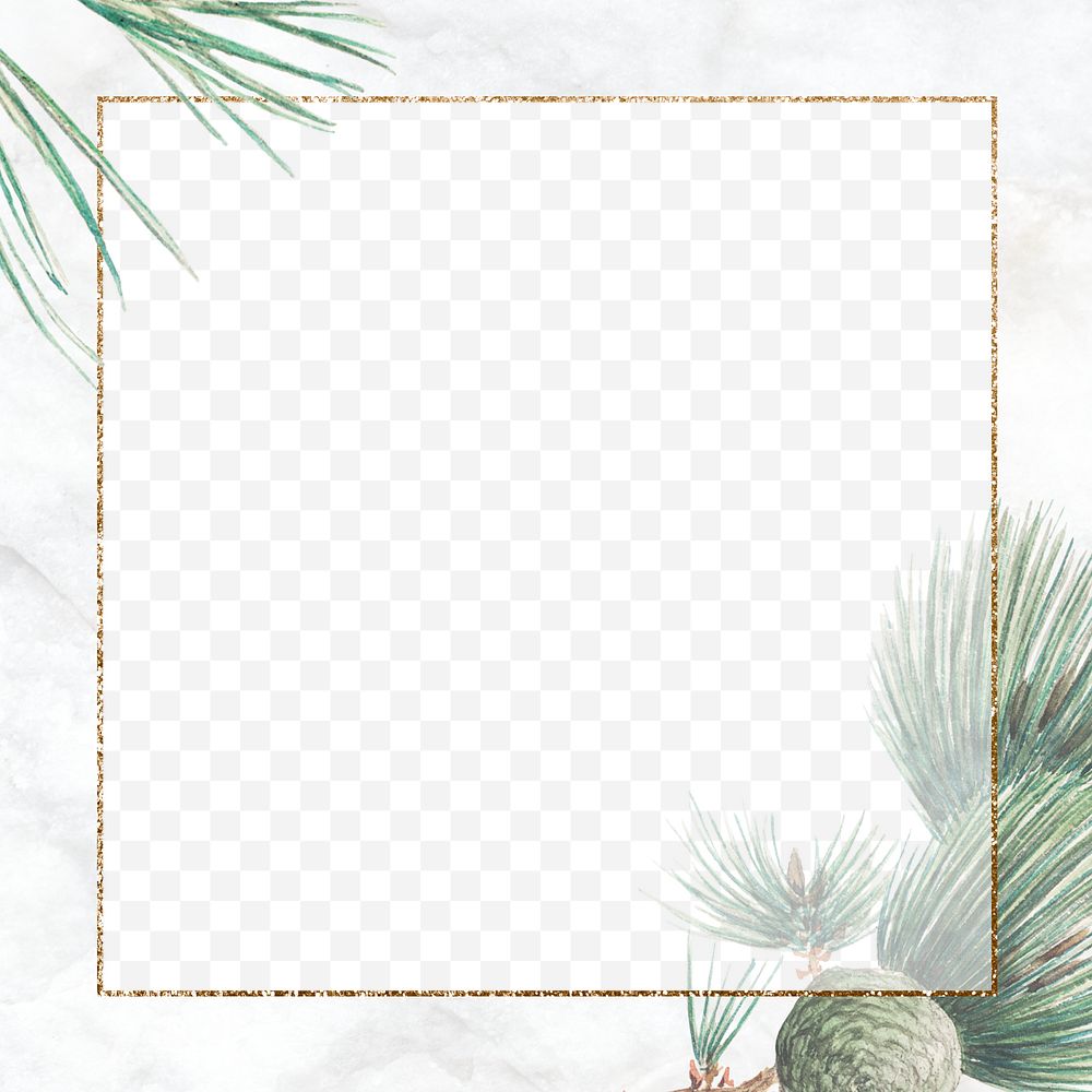 Christmas pine tree frame png art print, remix from artworks by Megata Morikaga