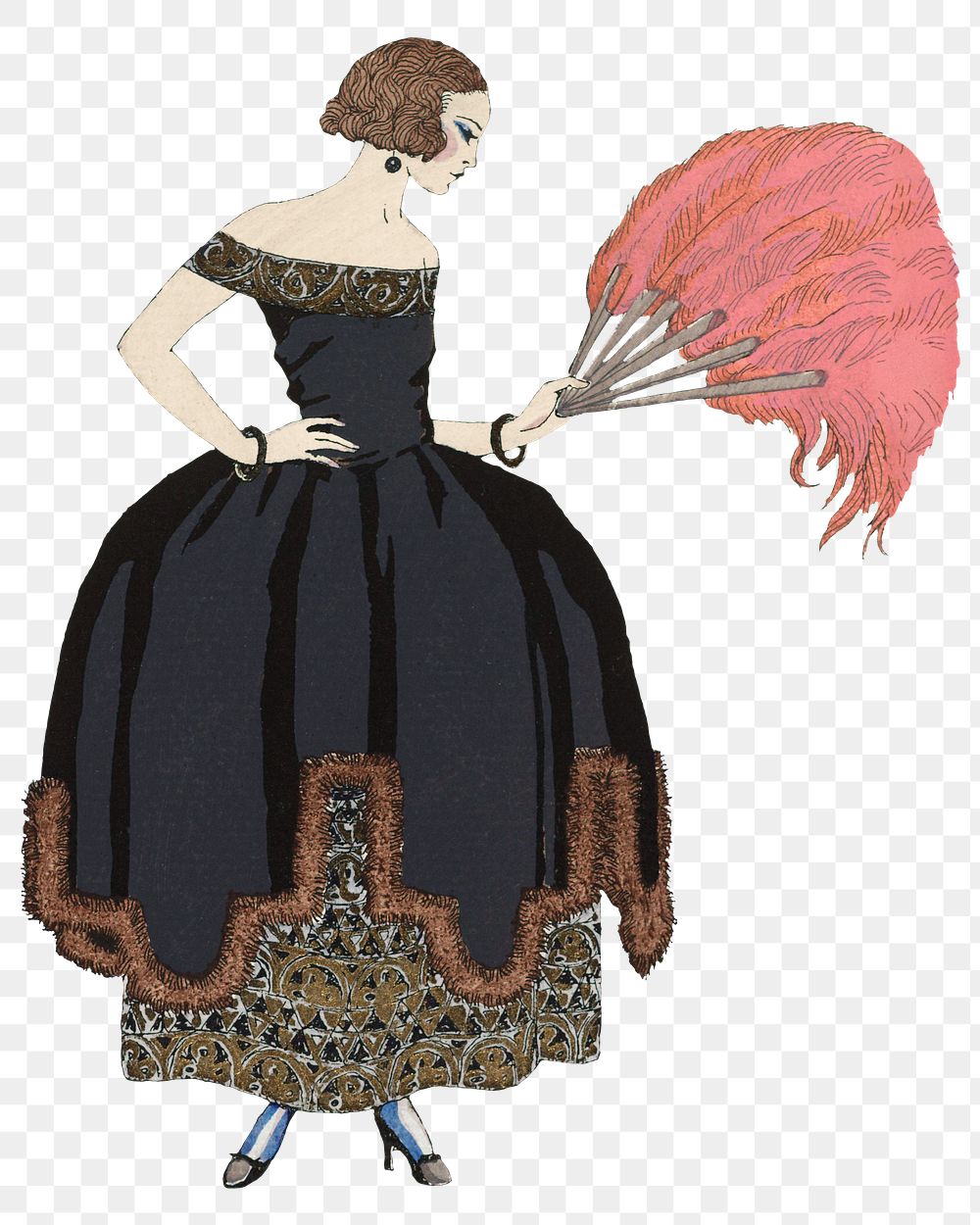 1920s Victorian dress fashion png, remix from artworks by George Barbier