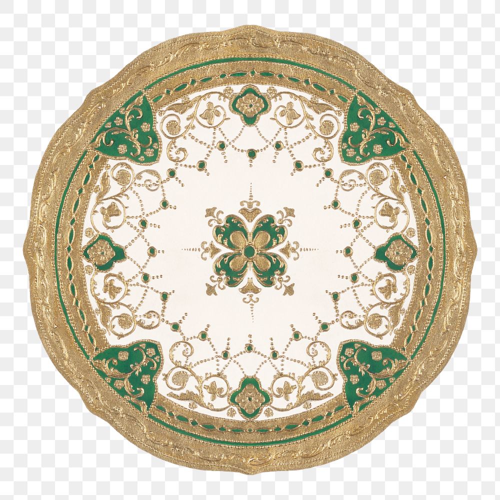 Vintage png floral mandala pattern on platter, remixed from Noritake factory china porcelain dinnerware design
