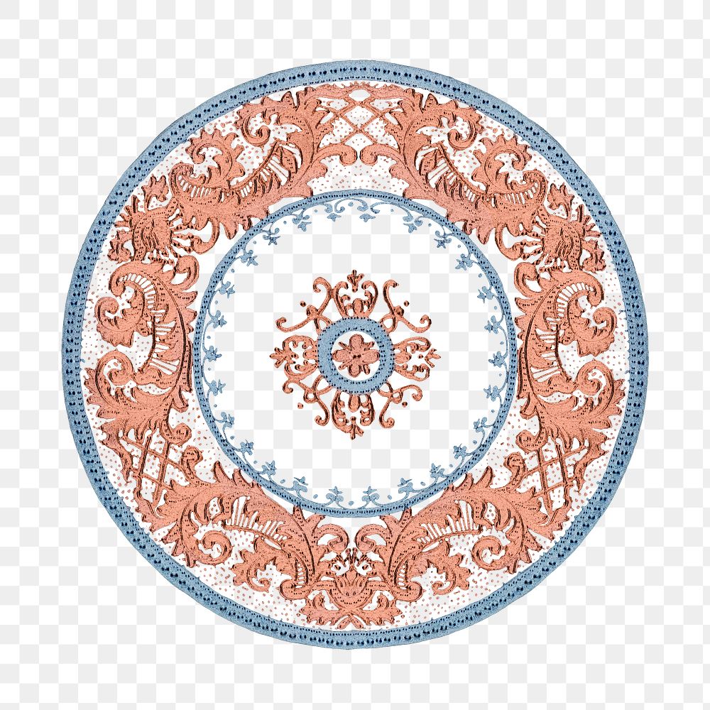 Vintage loral mandala pattern png ornament, remixed from Noritake factory china porcelain tableware design