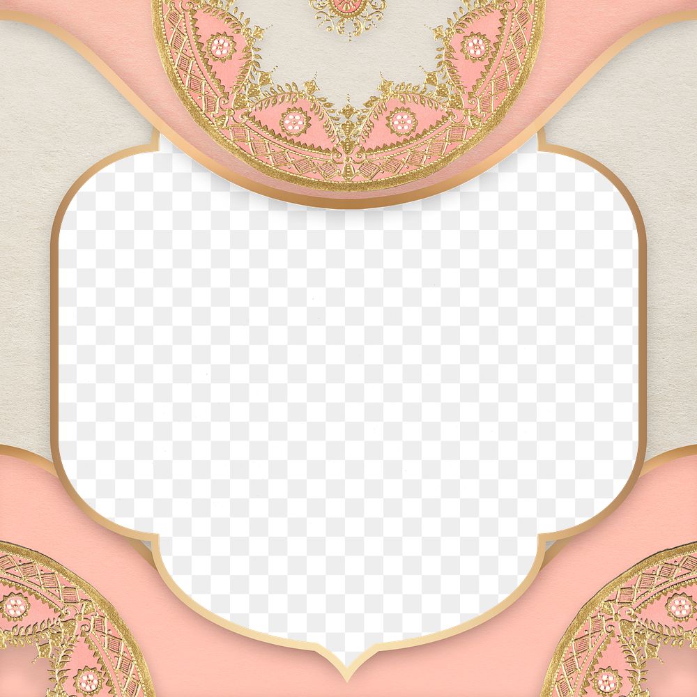 Vintage png gold frame on mandala background, remixed from Noritake factory china porcelain tableware design
