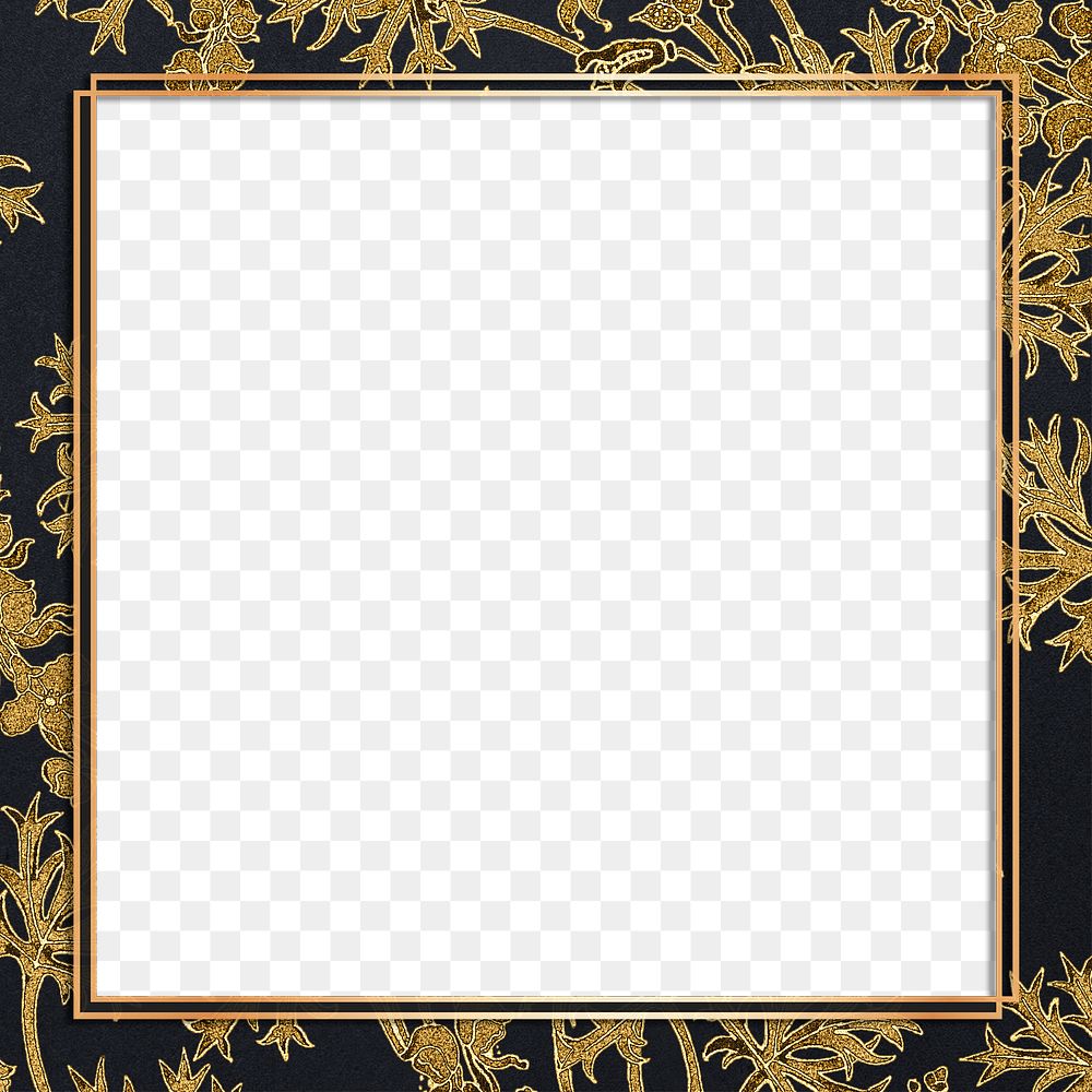 Gold monkshood flower frame transparent png design element