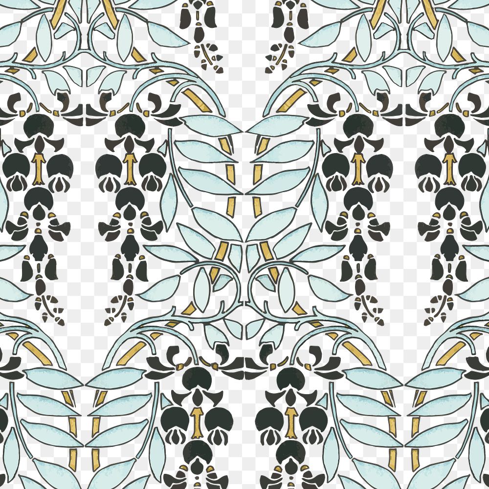 Art nouveau wisteria flower pattern transparent png design resource