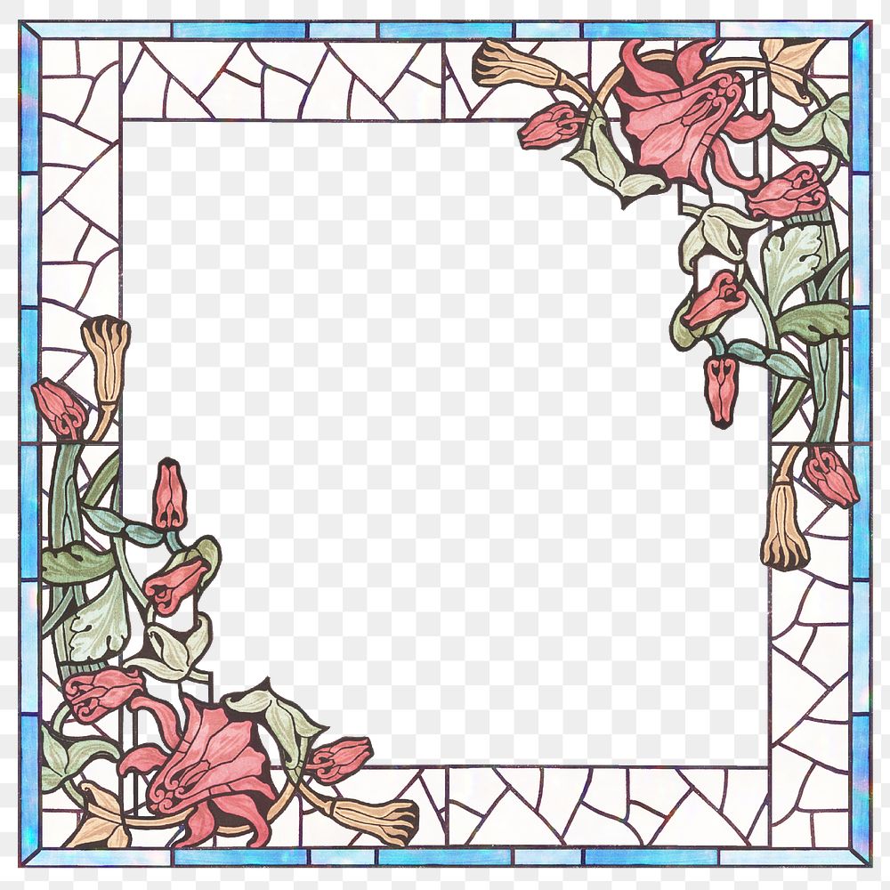 Vintage columbine flower frame transparent png design element