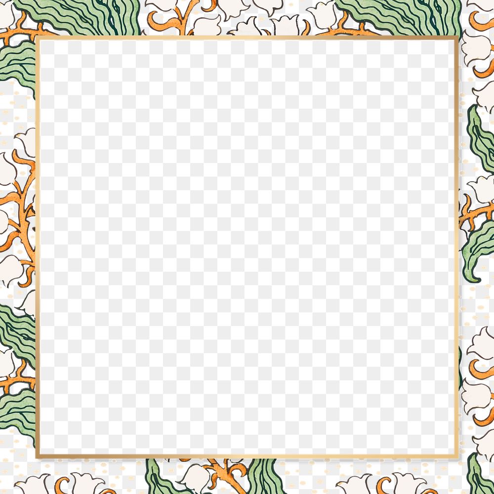 Vintage lily of the valley flower frame transparent png design element