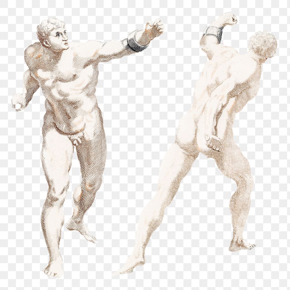 Naked man standing png sticker Renaissance style