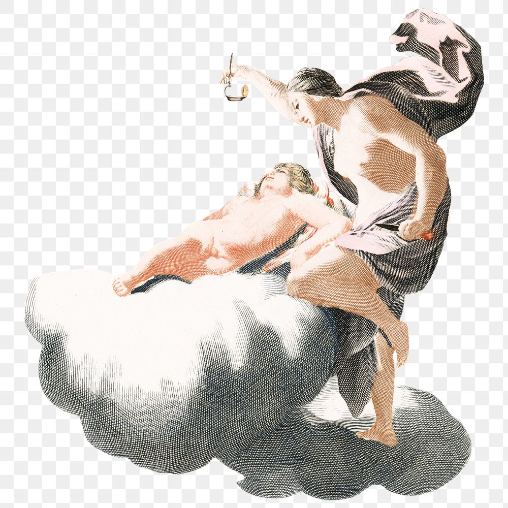 Cupid and Psyche png sticker vintage drawing