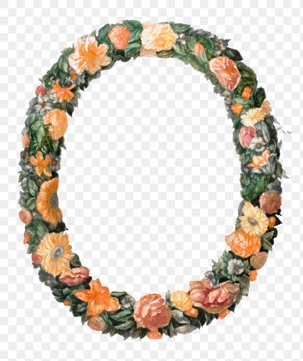 Floral wreath png frame sticker vintage illustration