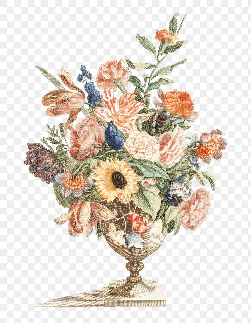 Flower bouquet in vase png sticker vintage botanical