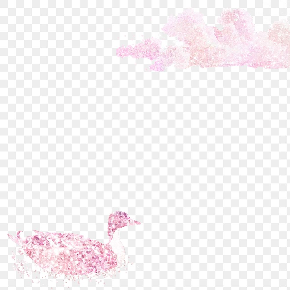 Pastel pink glitter duck and cloud design element