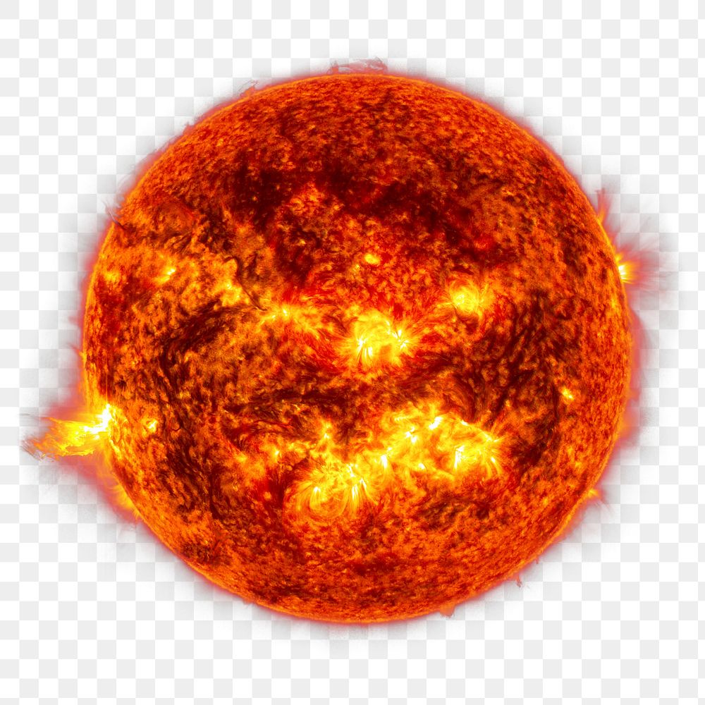 Sun png sticker,  planet surface, transparent background
