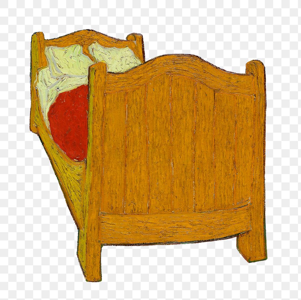 Bed png sticker from Van Gogh's Bedroom in Arles, vintage painting on transparent background, remastered by rawpixel