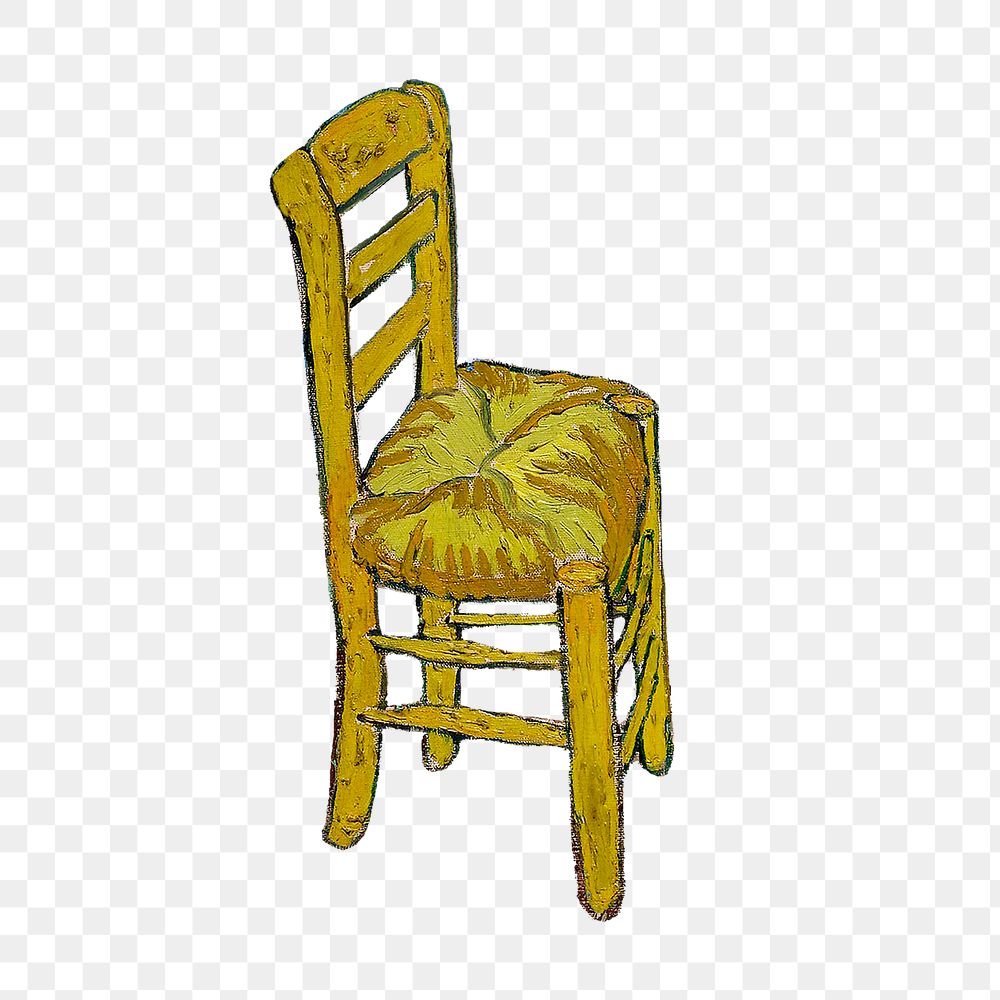 Chair png sticker from Van Gogh's Bedroom in Arles, vintage painting on transparent background, remastered by rawpixel
