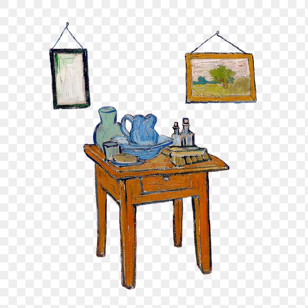 Living room png sticker from Van Gogh's Bedroom in Arles, vintage painting on transparent background, remastered by rawpixel