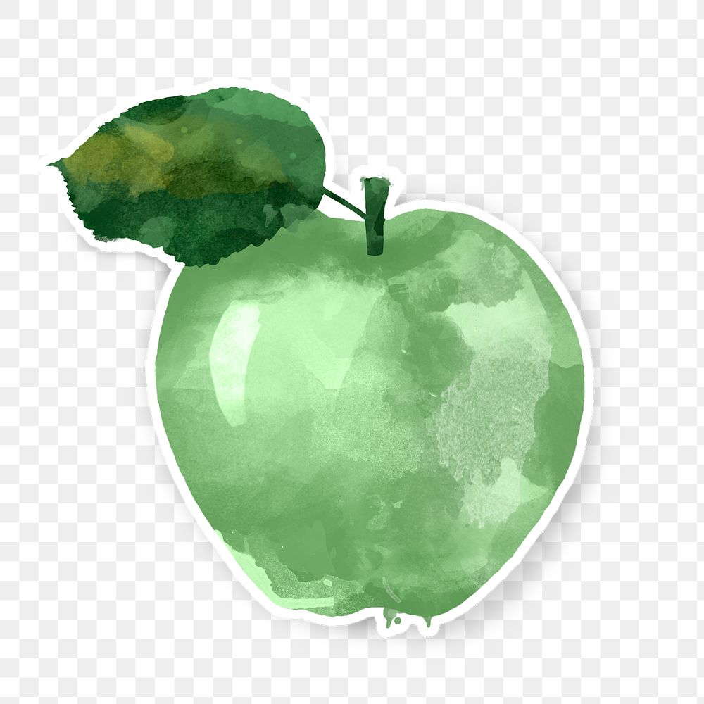 Green apple watercolor illustration design element 
