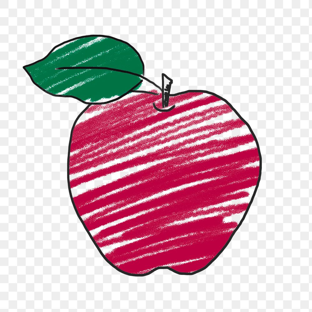 Red apple illustration crayon style