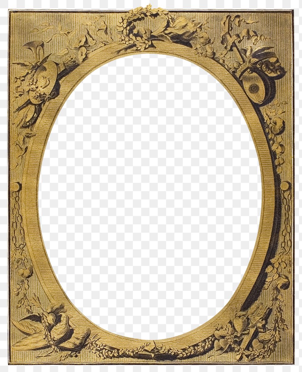 Gold frame png in vintage style, remixed from artwork by Louis-Marin Bonnet