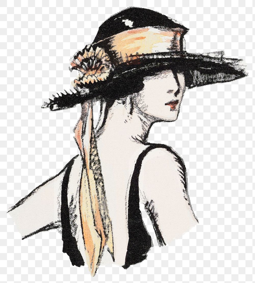 Png woman wearing hat illustration, remixed from the artworks by Porter Woodruff
