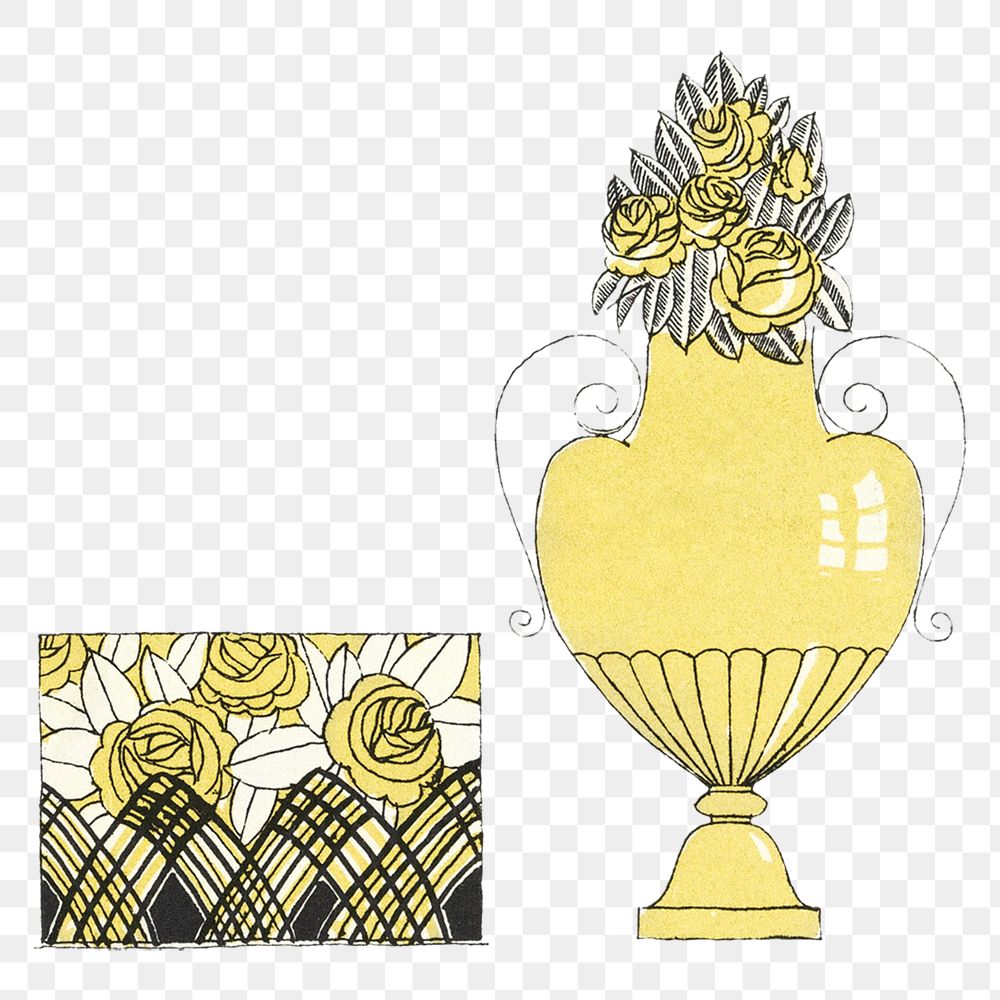 Vintage png yellow perfume bottle, remixed from the artworks by Mario Simon